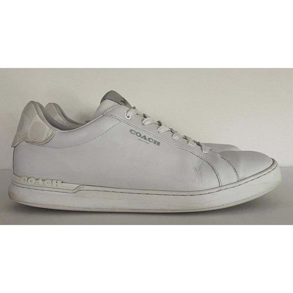 Coach Mens Clip Low Top White Leather Sneakers Quiet Luxury Vacation Preppy 13D